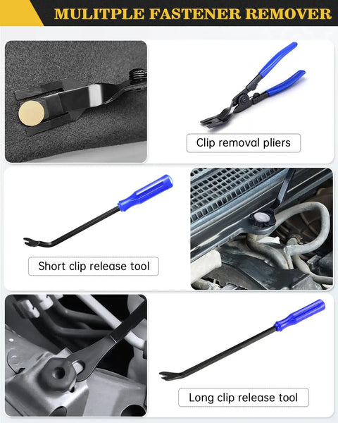 Straight Up 120 Piece Auto Trim Removal Tool Kit for Car Door Panels Dashboards Radios and Emblems with clip removal pliers and various tools