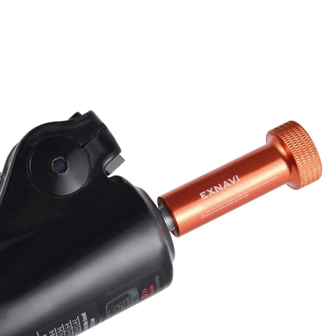 Lower Leg Removal Tool For Fox Fork Servicing On Fox 34 36 38 40 Damper Side Pro Grade Aluminum Tool attached to suspension