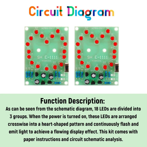 Two Sets Solder Practice Kit With Heart Shaped LED Lucky Wheel DIY Soldering Project Hands On Electronics Training boards