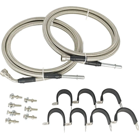 Heavy Duty Stainless Steel Fuel Line Quick Swap Kit For Chevy Silverado 1500 Gmc Sierra 1500 V8 with hoses and brackets.