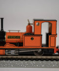 Thomas Narrow Gauge Rheneas Die Cast Steam Locomotive Prototypical Orange For HO Scale And N Scale Track Showing Side View