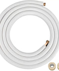 Fifty Foot Copper Line Set For Mini Split Air Conditioner And Heat Pump, Includes Three Eighths Inch And One Quarter Inch OD Copper Pipes