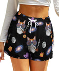 High Waist Workout Shorts For Women With Drawstring And Pockets, Loose Fit Breathable Athletic Shorts For Gym And Running, Galaxy Space Cat Print