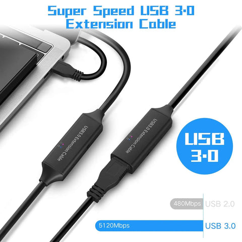 32 Foot USB 3.0 Active Extension Cable With 5V 2A Power Adapter and Built In Signal Booster Chips for Xbox One PS4