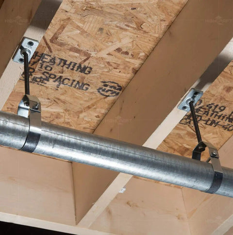 Clevis Hanger Light Duty Pipe Support In Electro Galvanized Steel 3 Inch By 3 Inch Chrome Finish No Fuss Install With Flange And Threaded Rod Adjustable Vertical Position For Overhead Non Insulated Pipe Lines installed on overhead pipe