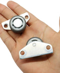 Dijedev 1.25 Inch Small Side Mount Caster Wheels Set of 4 held in a hand, showcasing the gray wheels with metal mount.