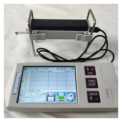 Foolproof Touch Screen Surface Roughness Tester And No Fuss Finish Gauge with quick swap probe on a smooth display.