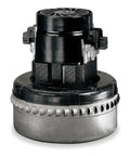 Ametek 120V vacuum motor, 2-stage, 5.7 in diameter, black top with silver base (side view)