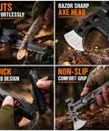All In One Camping Hatchet With Hammer And Knife And Protective Sheath For Survival Gear in various uses and features