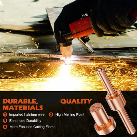 Solid 60 Pack Pt31 Plasma Cutter Consumables With Premium Nozzles Electrodes And Tips For Cut 40 Cut 50 Machines in action, showing quality cutting flame.