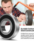 4-pack carbon steel bearings, 3/4 in ID x 1-3/8 in OD, silver with black seals for lawn mowers and carts