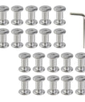 Top Shelf Stainless Steel Chicago Screws M5X5MM, Built Heavy To Lock Down Firm With Smooth 6X8MM Grip, Zero Drama Fasteners Paired With Free M3 Hex Wrench, Totally Solid 20 Piece Kit For Weekend Builds - 20 stainless steel screws and hex wrench layout.