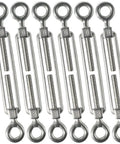 M6 Eye To Eye Turnbuckle Set, 304 Stainless Steel Hardware Kit For Wire Rope Tension, Heavy Duty, Anti Rust, 6 Pack