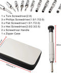 12 Piece Eyeglass Repair Tool Kit For Glasses Watches Phones And Clocks Compact Travel Pocket With Precision Mini Screwdriver Set 2 Multi Use Sockets And 10 Bits with case and tools displayed