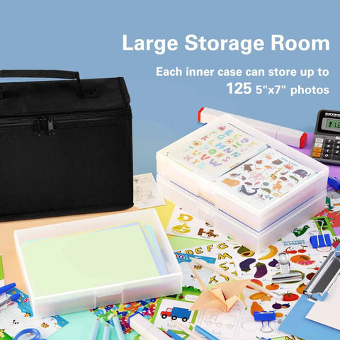 5x7 Photo Storage Box Set With 8 Inner Photo Cases Ultra Roomy Capacity Holds Up To 1000 Photos Includes Carry Bag Clear Seed Organizer