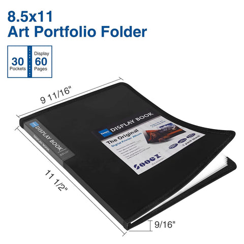 Thirty Pocket Binder With Plastic Sleeves For Eight Point Five By Eleven Artwork Heavy Duty Pro Grade Art Portfolio Folder Open View