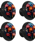 Hella Smooth Retro Lotus Cabinet Knobs Featuring Sweet Stained Glass Accents And Super Rust Resistant Metal Hardware For Bedroom Dressers Kitchen Cupboards 4 Pack close-up view of round glass knobs with floral designs