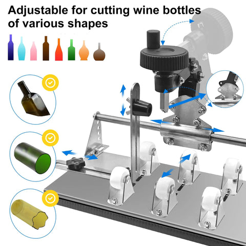 DIY Glass Bottle Cutter Kit For Round And Square Bottles With Upgraded Stainless Steel 201 Cutter, Adjustable Arm And Multi Joint