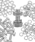 20 Piece M6 Stainless Steel Hex Bolts And Nuts Kit With 16mm Thread Length Carriage Bolts And Flat Washers Metric Hardware Set Displayed