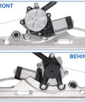 Front Passenger Side Power Window Regulator And Motor Assembly 741-645 Direct Fit Plug And Play Ready For 2000-2006 Chevy Silverado Tahoe Suburban GMC Yukon XL Sierra Escalade Pickup Truck And SUV, front and rear views.