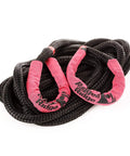 Kinetic Recovery Rope Kit With Cinch Storage Bag, 30 Foot Elastic Recovery Line, 30,000 Lb Max Strength, coiled black rope with red sleeves
