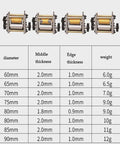 Hella Fast Automatic Dumpling Skin Maker Whips Up Ravioli Sheets And Pasta Dough Presser with varying diameter sizes and thickness specifications.