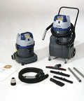 10-Foot Vacuum Hose Assembly with 1.5-Inch Diameter, Curved Wand and Vacuum Interface for commercial lab use shown with accessories