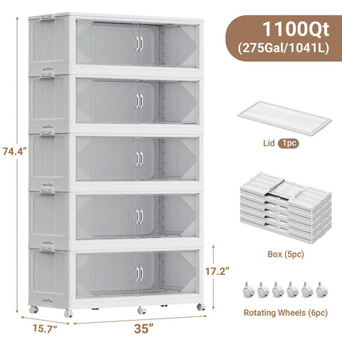 Heavy Duty Stackable Storage Bins With Snug Lids And Smooth Rolling Casters Plus Collapsible Plastic Wardrobe Organizer Sets For Roomy Closets And No Sweat Organization