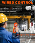Worker operating Beefy Electric Chain Hoist 2200 Lb Lift, 110V Single Phase Overhead Crane with trolleys in a factory