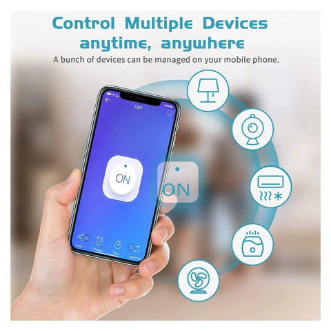 Hand holding smartphone displaying app for Totally Smooth Dual Outlet Power Bar Featuring Real Time Wattage Tracker And Flawless Wireless App Control.