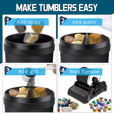 Step-by-step Rock Tumbler Grit Set Complete 5 Step Polishing Kit With Coarse To Final Grits Plus Upgrade Beads Brightener And Color Lifting Media For Any Brand Rock Polisher instructions