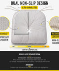 Comfy Memory Foam Rocking Chair Cushions Set With Non Slip Seat And Back Pads, FadeShield Water Resistant Thick Tufted Cushions With Ties For Indoor Outdoor Rocker, Cream Color, diagram of non-slip seat pad and backing material