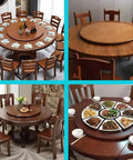 Solid Wood Lazy Susan Turntable Delivering Smooth As Butter Swivel Spin For Dining Tables with dishes arranged around it.