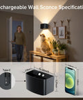Woman enters lit room with Cordless Motion Sensor Wall Light With Remote Control No Cords Needed Set Of Two 5000mAh Rechargeable Wireless Sconce
