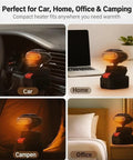 Road Ready Rechargeable Battery Powered Car Heater With Silent Kickin Warmth For Indoor Office And Camping Use Keeps You Toasty Cord Free, compact heater in car, home office, and camping setting.