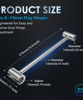 Beefed-Up Heavy Duty Door Hinge Adjustment Tool For Standard Bolts 0.315-0.75in, double ended, showing dimensions and size