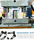 Machinery using rustproof carbon steel shoulder screws, heavy duty shoulder bolts for no fuss applications in industrial setups.