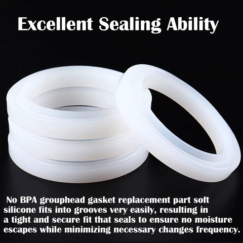 51mm Silicone Steam Ring Replacement for Espresso Machines, Durable Shower Head Seal Gasket for Delonghi shown stacked