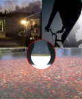 Collage showing Portable Solar Powered Light Bulb Lantern With 350LM Output for fishing, camping, and biking at night