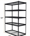 Beefy 5 Tier Garage Shelving Unit With 2500 Lbs Capacity, Heavy Duty Metal Storage Racks For Garage Basement And Workshop, 48 Inch L By 24 Inch D By 72 Inch H, Adjustable Utility Shelving For Maximum Organization. Black metal 5-shelf rack, 48x24x72 inches