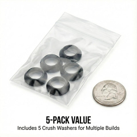 Crush Washer For 5/8-24 Threads For 30 Cal Muzzle Devices 5 Pack Black Oxide Steel Precision Machined Conical Design