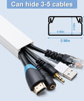 4 Pack 58 Inch Cord Hider Kit With Flat Ends, No Fuss Seamless Cable Covers 14.5 Inch Each, White Flame Retardant UL94 V-0 Raceways For Wires, Easy Install For Home Theater, Office Desk, And TV Mount Setup.