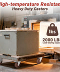 Heavy Duty 4 Inch Casters Set Of 4 With Brakes, 2000 Lbs Load Capacity, Glass Filled Nylon Wheels, High Temperature Castors For Workbench And Industrial Use, Reliable In -40 To 475 Fahrenheit, installed on cart near industrial oven, side view