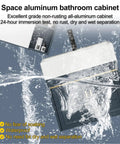Space aluminum bathroom cabinet immersed in water, showcasing waterproof features and non-rusting design.
