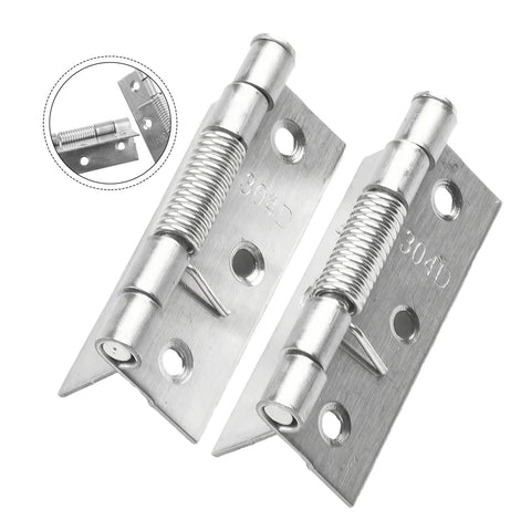 Pair of self closing cabinet door hinge with built-in spring, stainless steel durable furniture fitting for kitchen cabinets.