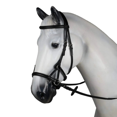 Soft Leather English Side Pull Bitless Bridle With Web Reins Included For Horses, Black, Fully Lined Noseband Neck and Brow Band