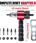 Turn Any Drill Into A Power Rivet Gun With This M3 To M8 Electric Rivet Nut Adapter Kit showing adapter, mandrels, wrench