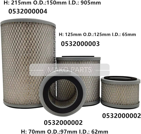 Four sizes of air filters for vacuum pump replacement, pro grade materials, cost effective maintenance saver, direct fit, 100 percent compatible
