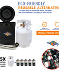 Gas Hauler Pro Kit For Camping And Outdoor Adventures, 5Lb Propane Tank With Built In Gauge, 5Ft Steel Braided Hose, And Insulated Protective Carry Case