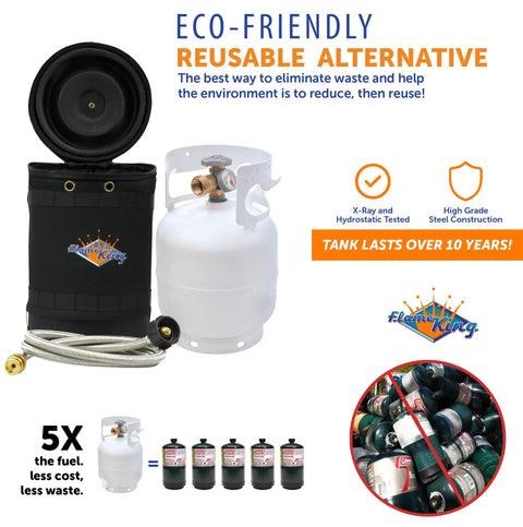 Gas Hauler Pro Kit For Camping And Outdoor Adventures, 5Lb Propane Tank With Built In Gauge, 5Ft Steel Braided Hose, And Insulated Protective Carry Case
